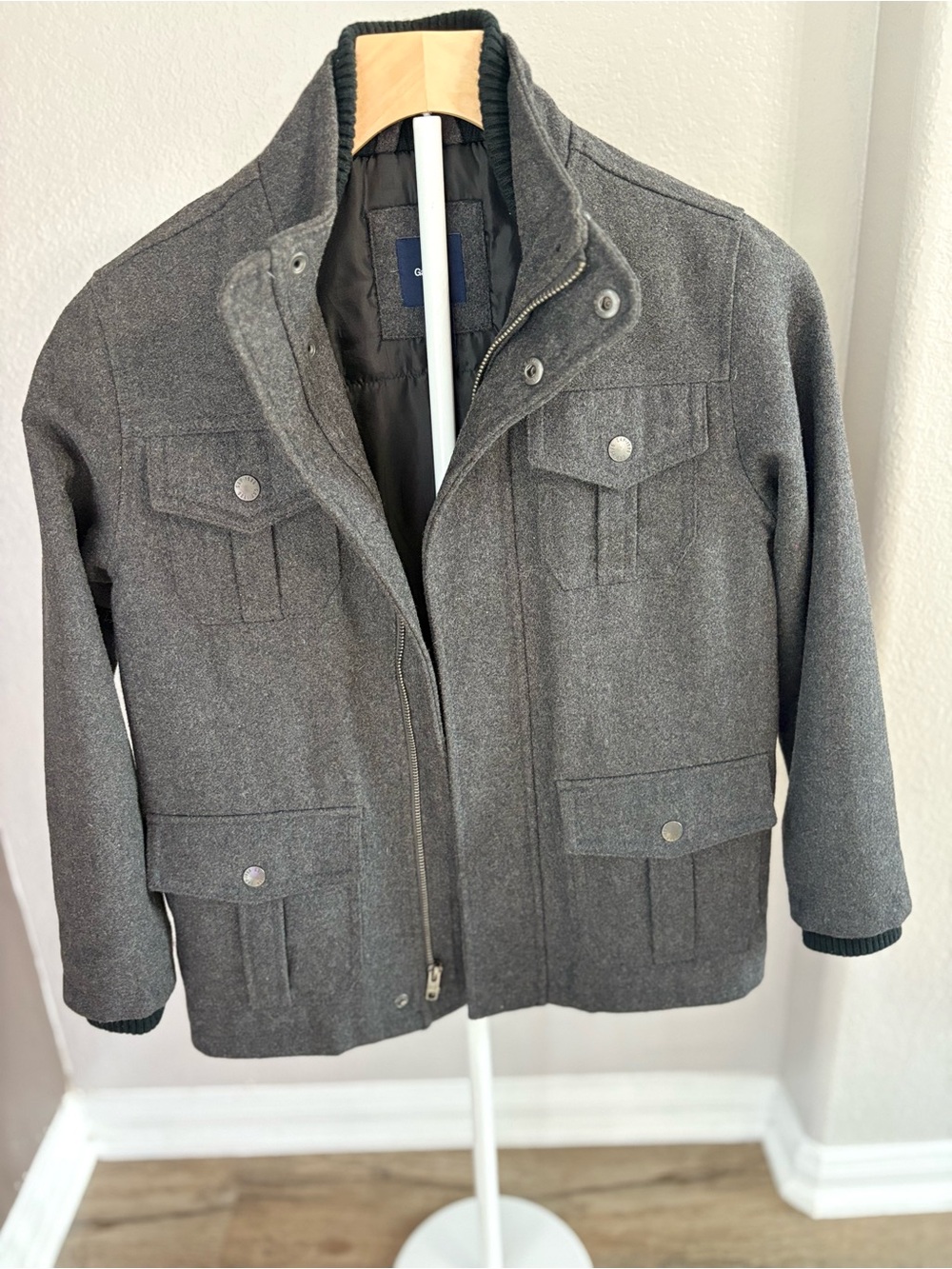 GAP Gray Boys' Pea Coat with Snap Pockets
